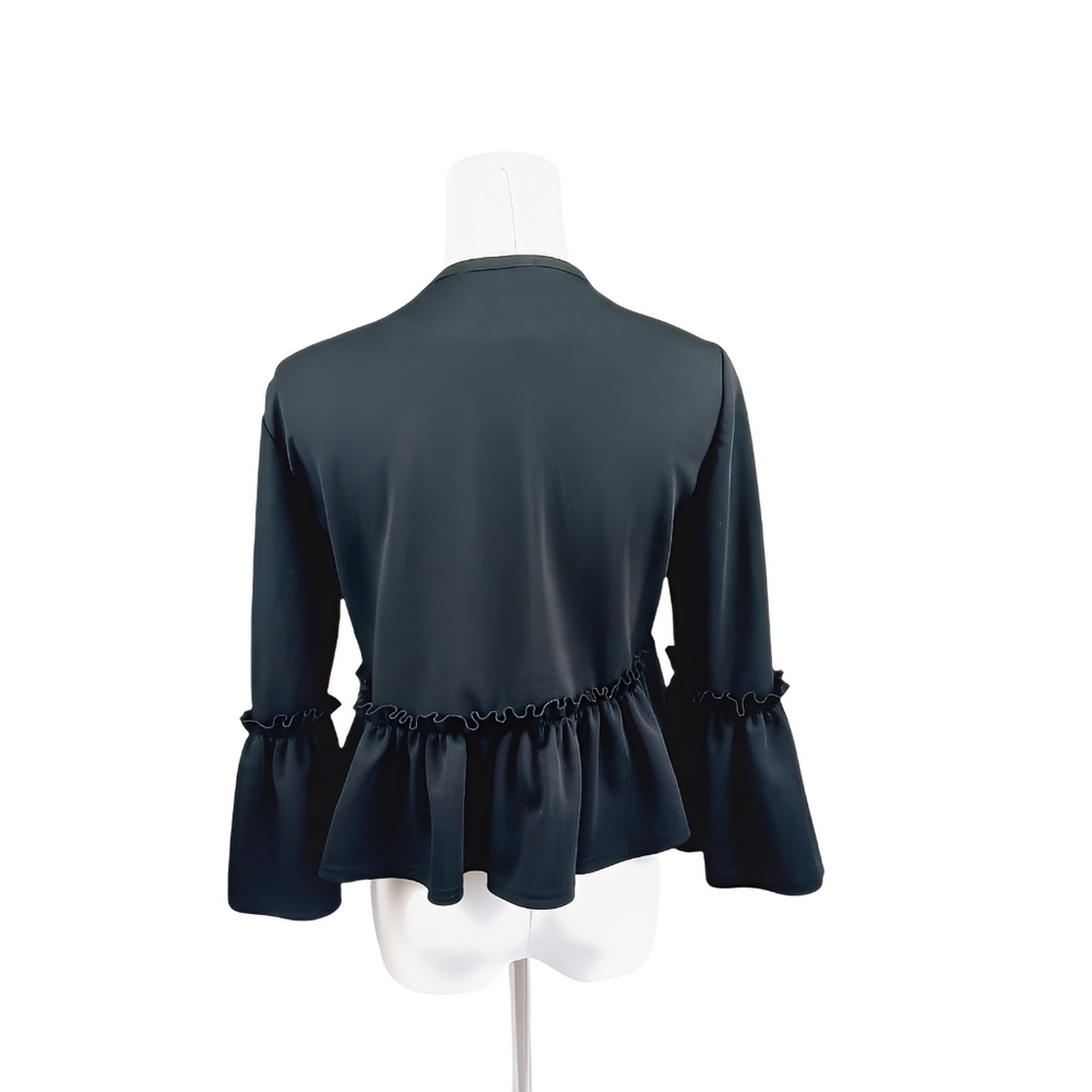 PrettyLittleThing Black Frill Cropped Jacket US 8 / UK 12 - Picture 3 of 5